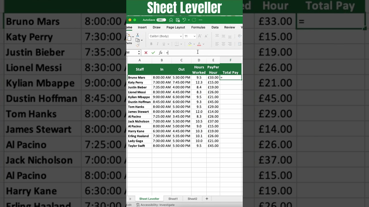 Calculating Salary Pay Hours in Excel Made Easy