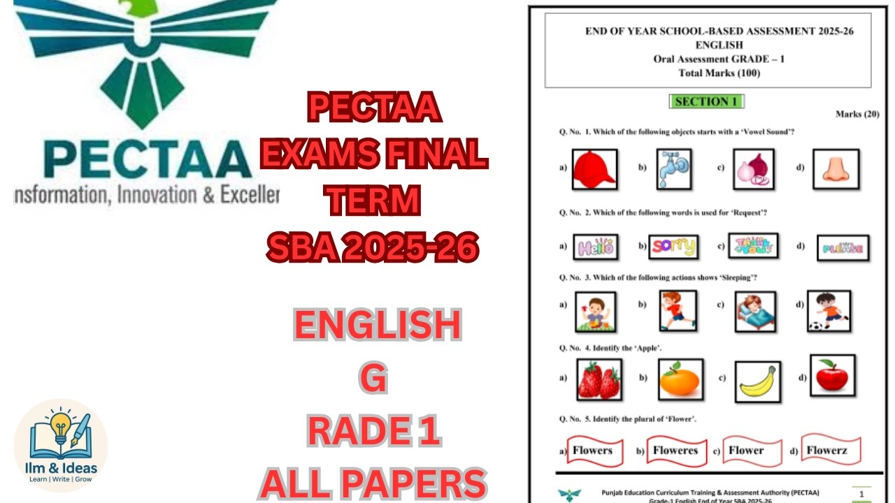 GRADE 1 ENGLISH PAPER PECTAA SBA END OF YEAR/ FINAL TERM 2025-26