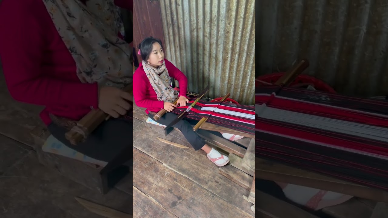 Traditional weaving technique by Angami tribe at Nagaland Khonoma village.