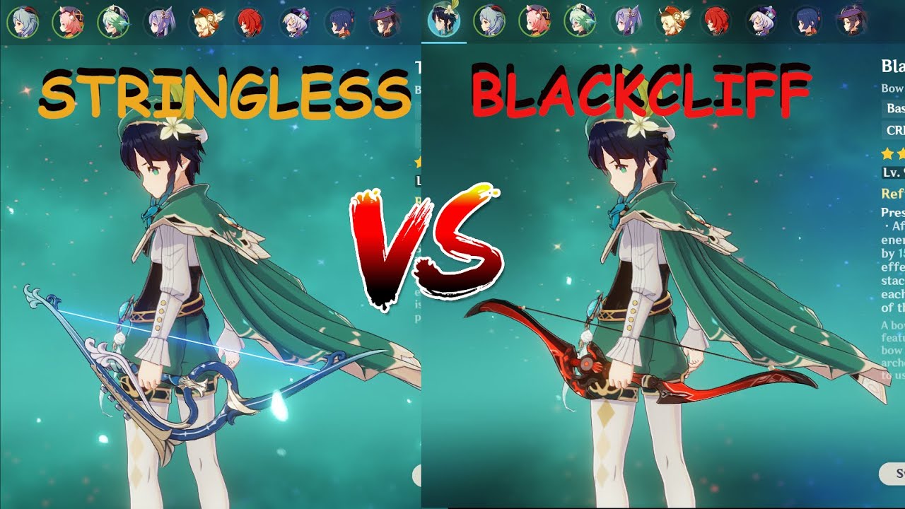 Stringless R2 VS Blackcliff R2 for Venti ? ( Genshin Impact Weapon Showcase )