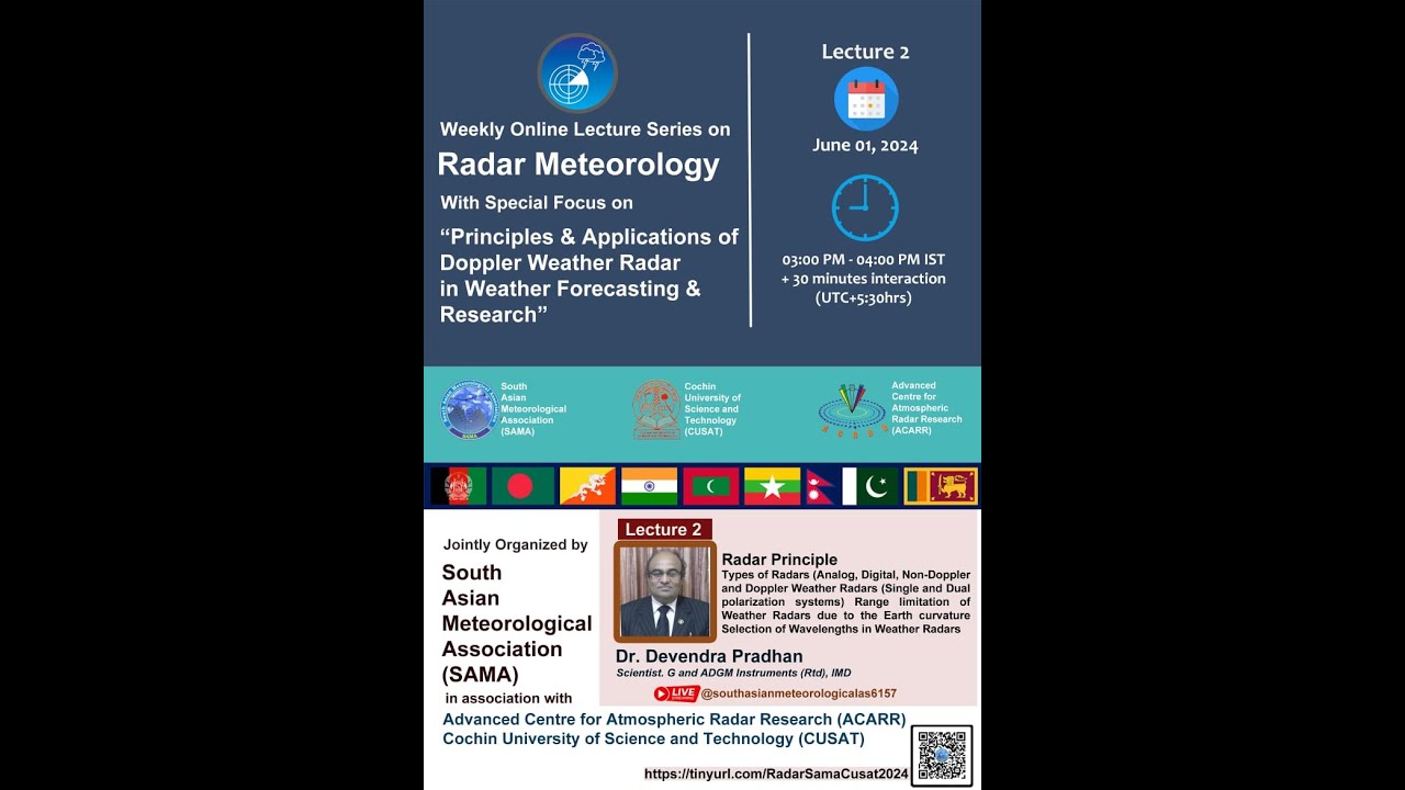 Online Lecture Series on Radar Meteorology, Lecture-2, 1 June2024,  organized by SAMA & ACARR CUSAT