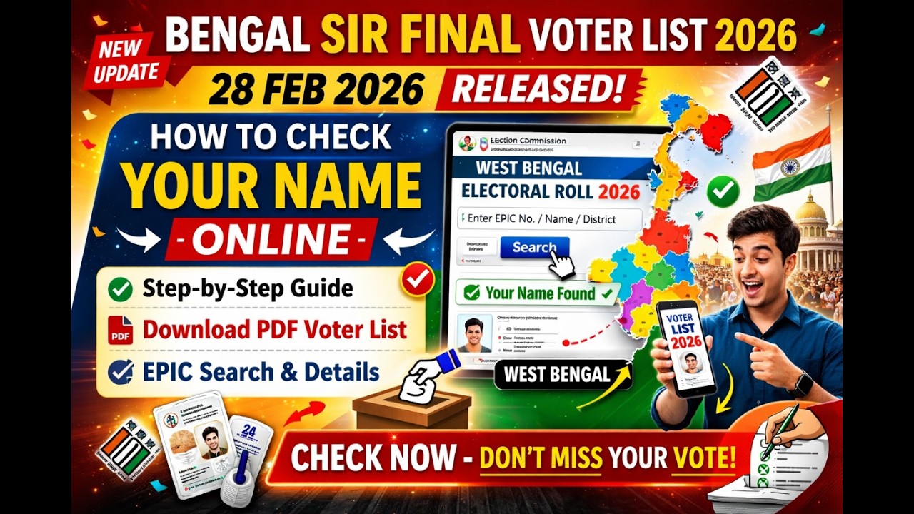 Bengal SIR 2026 Final Electoral Roll list check Online | Step-by-Step Online Check Guide