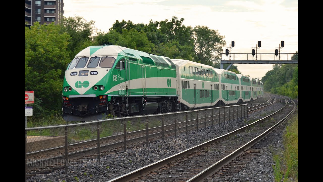 Rush Hour and High Speed GO and VIA Trains at Long Branch GO Station