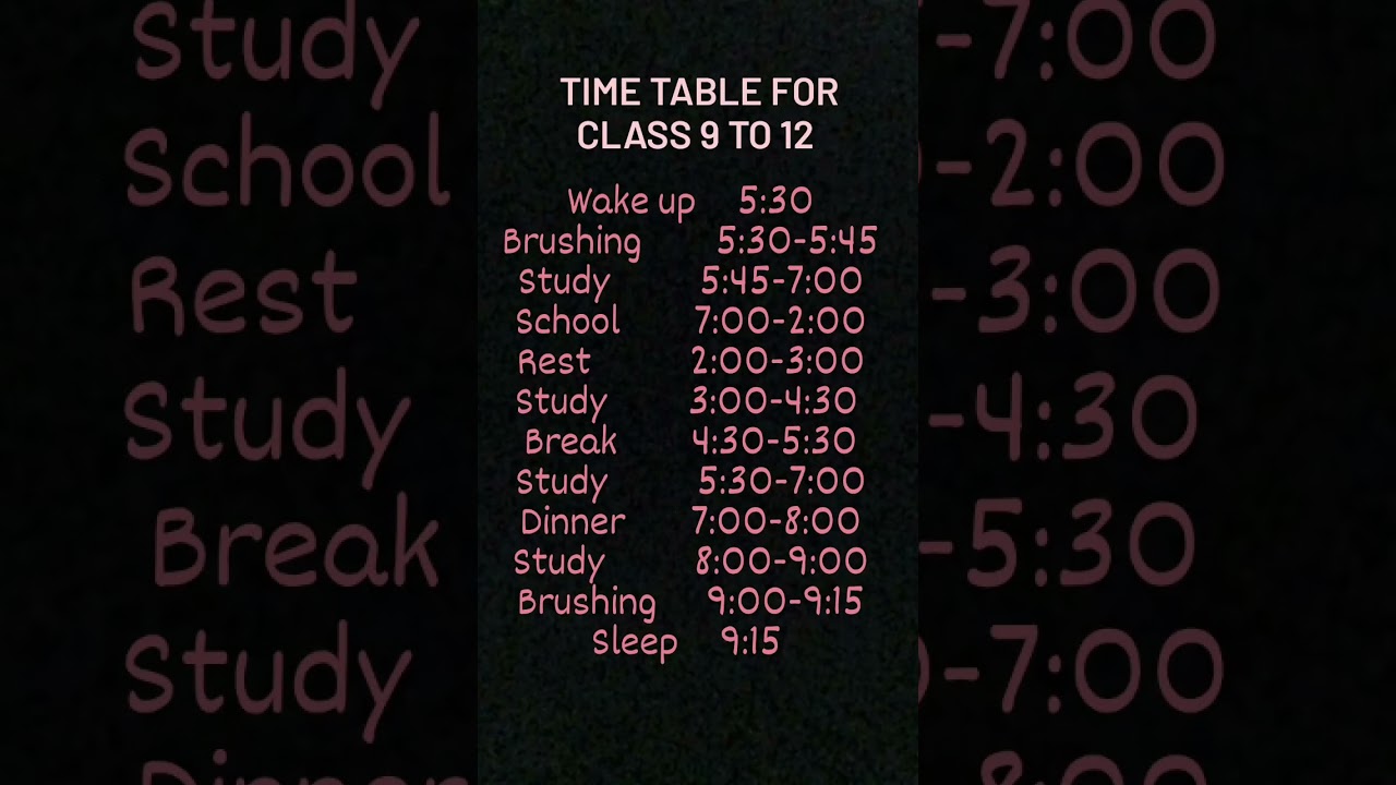 Time table for class 9 to 12 ll #timetable #9th #10th #11th #12th #knowledge