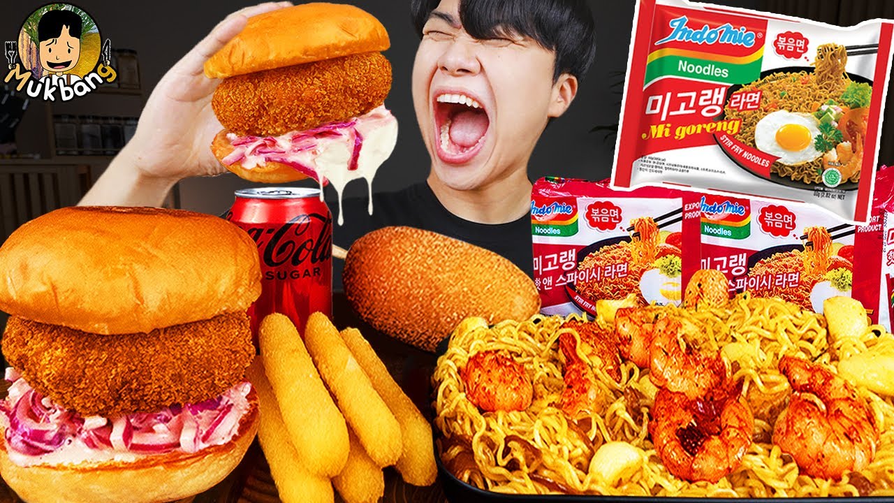 ASMR MUKBANG | гамбургер, Сырная палочка, Огненная лапша, хотдог рецепт блюда принимать пищу