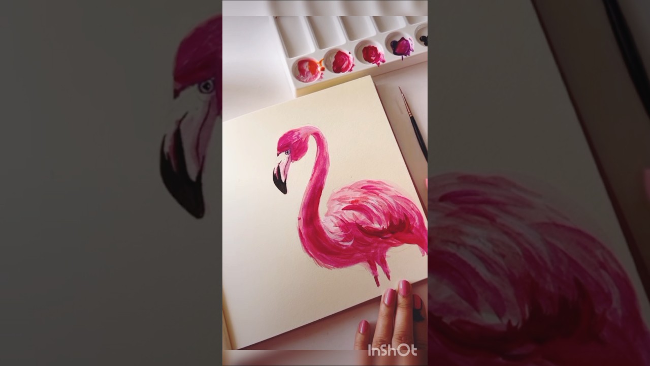 Flamingo painting with acrylic paints #acrylicpainting #viralshorts #flamingo