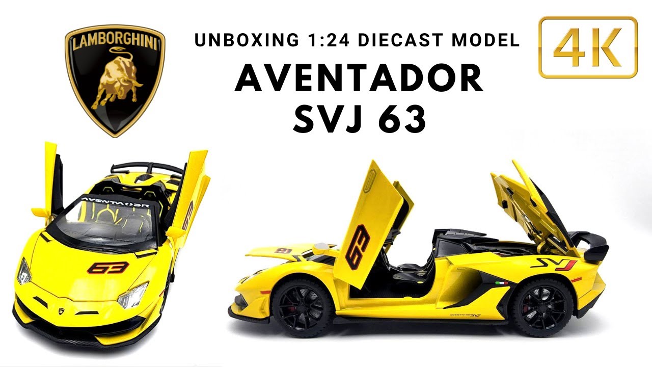 Unboxing 1:24 Lamborghini Aventador SVJ 63 Yellow Scale Model- High Quality Detailing Model