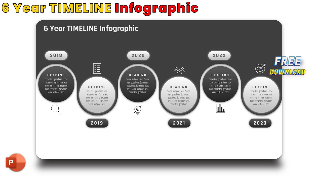 30.PowerPoint Presentation 6 Year Timeline Template | Black and White Theme