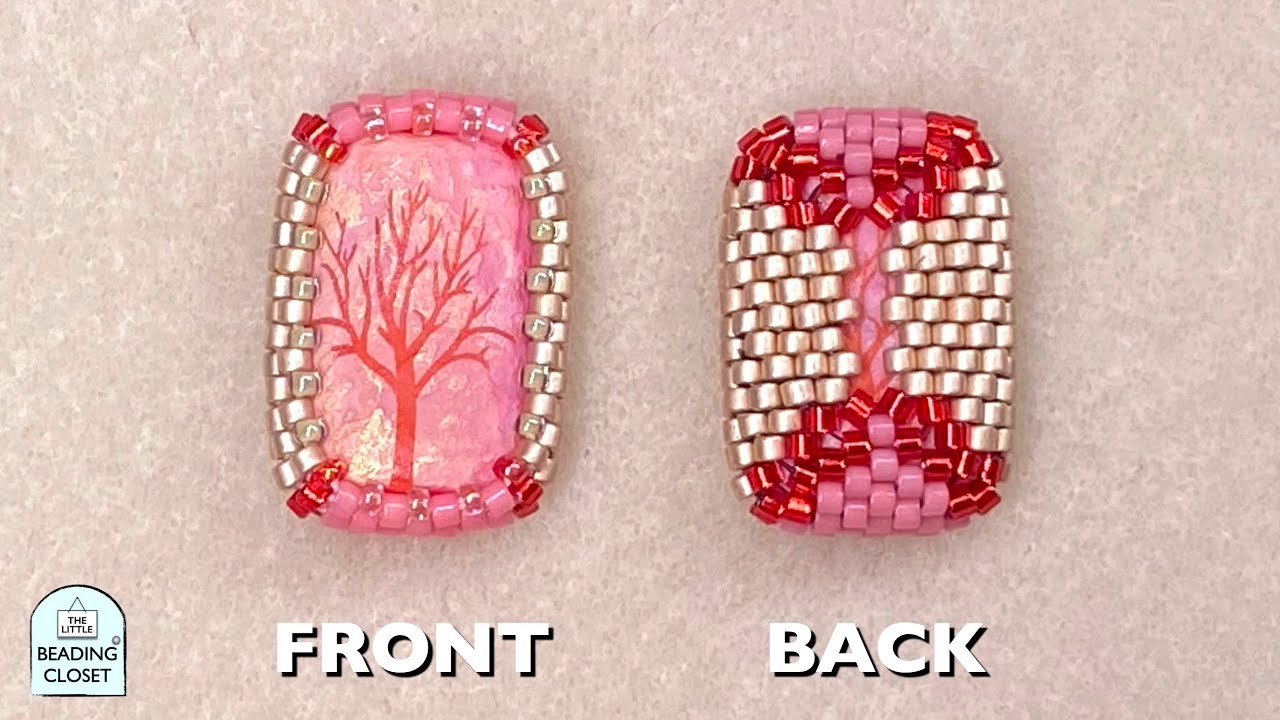 How to make a Rectangular beaded bezel, a bead by bead tutorial