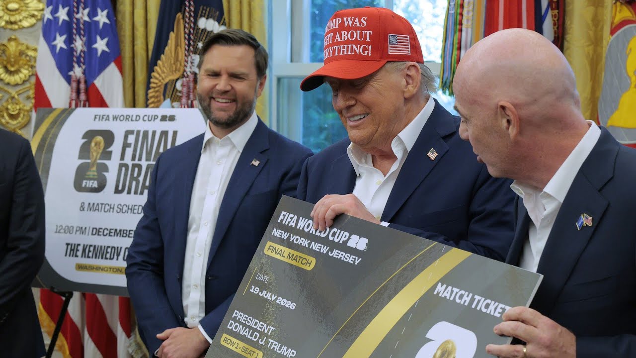 ‘Row one’: Trump gifted first official ticket to 2026 FIFA World Cup Final