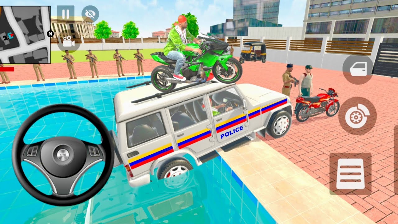Bike car game Franklin crashed the Indian Mahindra Thar game and bought an Indian police car game