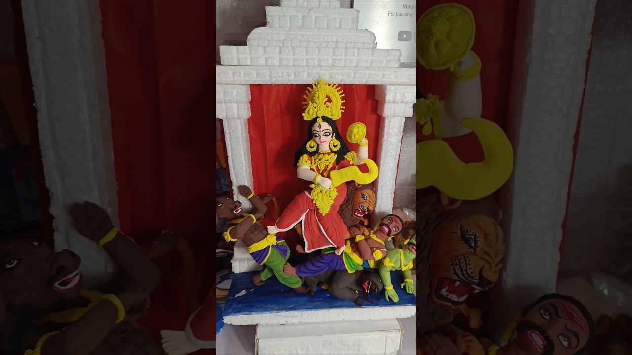 durga maa making with clay 🌸 durga maa murti making #shorts #short #shortsfeed #art #maa  #durgamaa