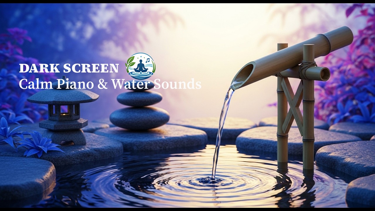 Relaxing Music🌷with Water Sounds Dark Screen | Deep Healing, Stress Relief Fast, Focus Study