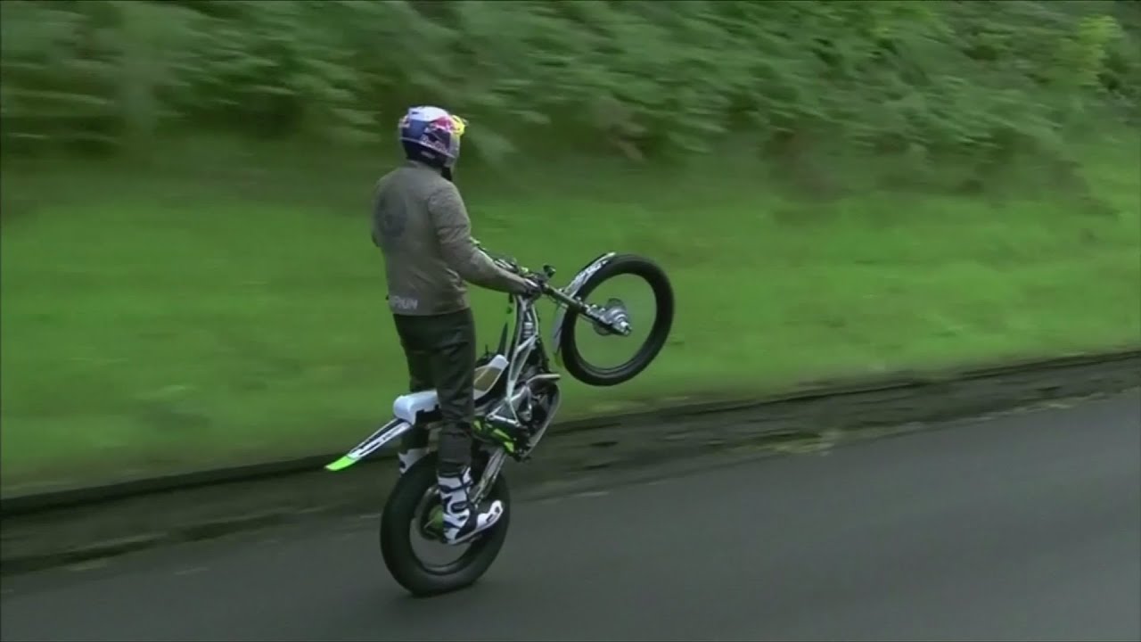 Wheelie impressive: Dougie Lampkin wheelies the Isle of Man