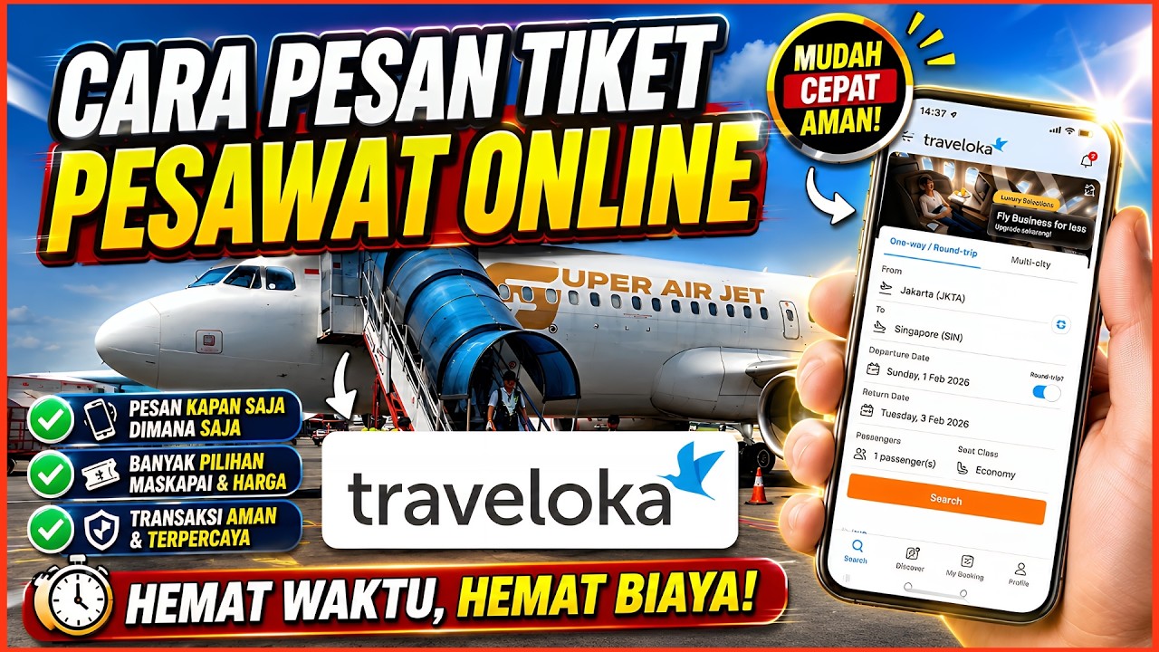 Cara Pesan Tiket Pesawat Online di Aplikasi Traveloka | Beli Tiket Pesawat Online Pake HP