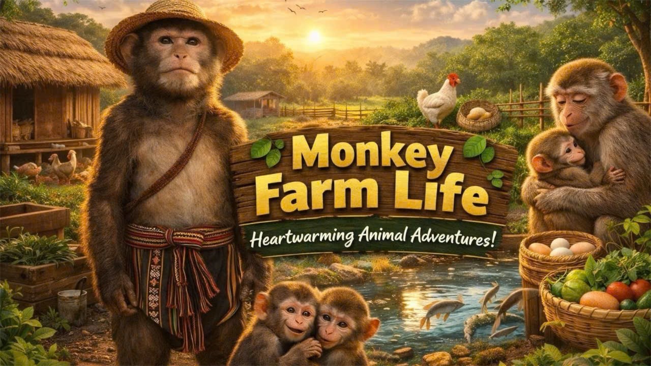 Monkey Farm Life — Cute Monkey Family Building a Farm | Heartwarming Animal Story