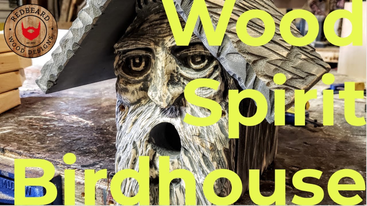 Weathered Gray Wood Spirit Birdhouse