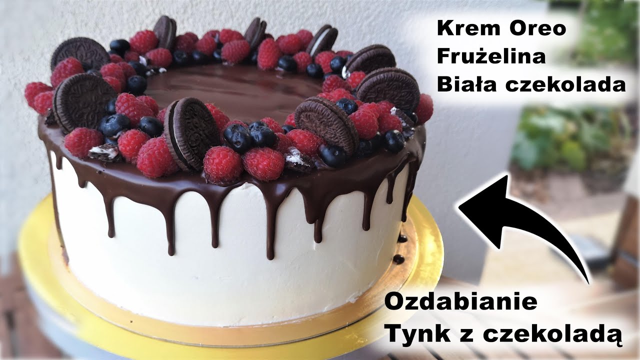 Prosty tort z dripem, owocami i oreo 🎂🍒 #tort #birthdaycake