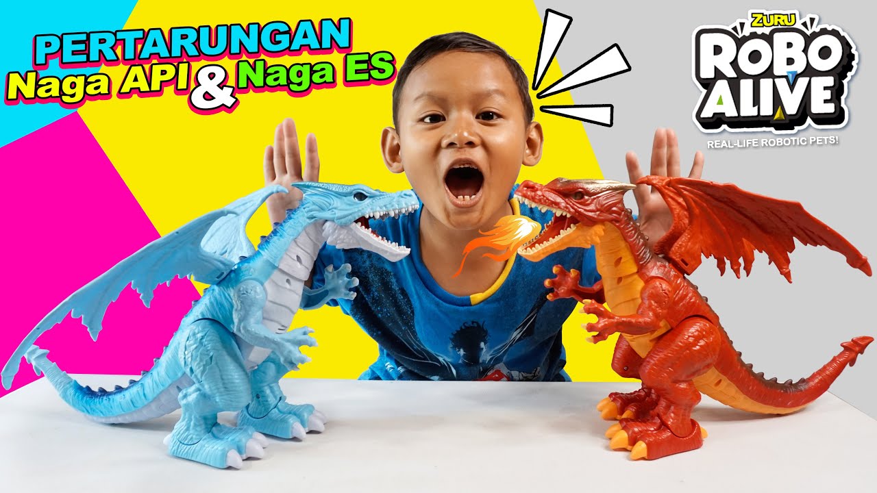 Praya & Mainan Naga Api dan Naga Es | ZURU Robo Alive Dragon Fire & Dragon Ice