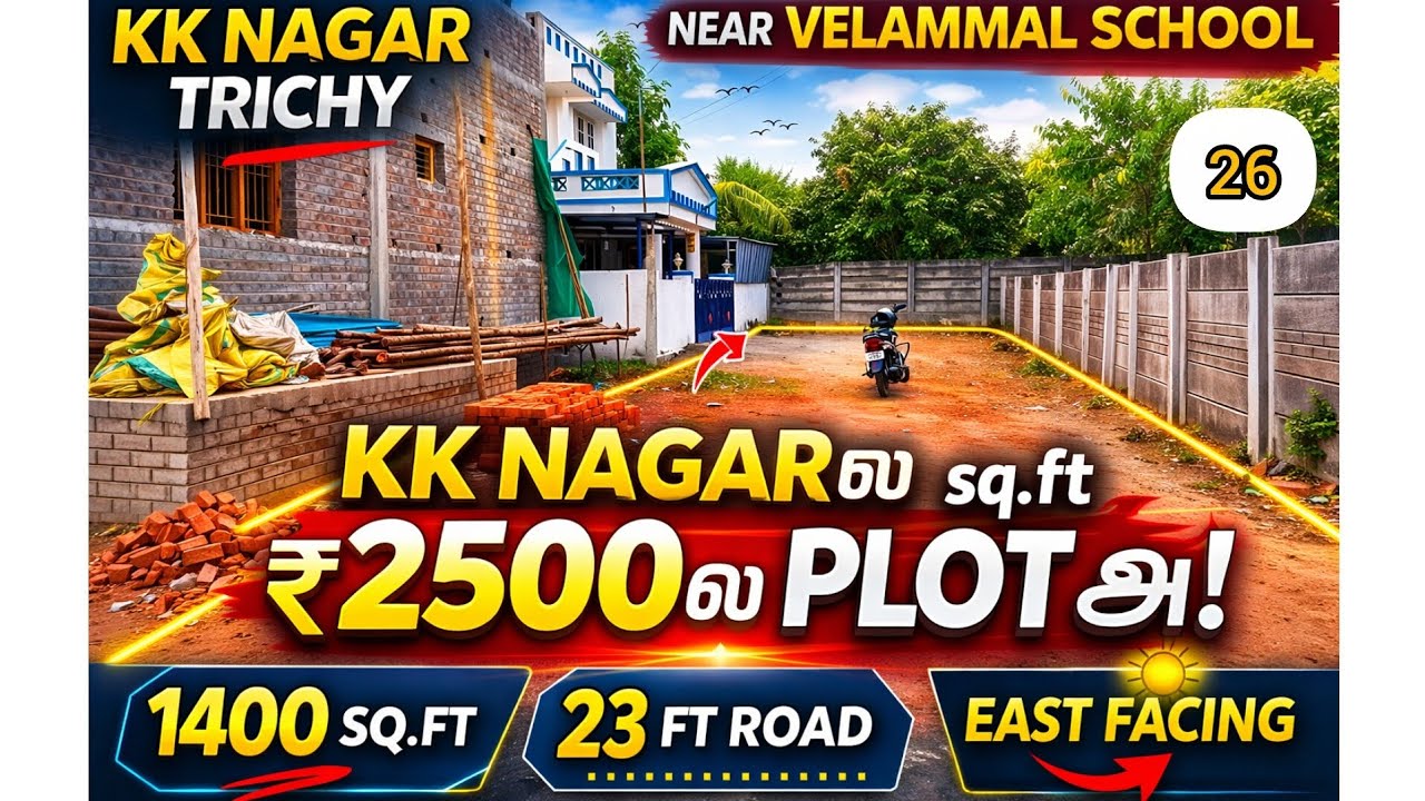 Plot for sale in kk nagar Trichy near Velammal School 