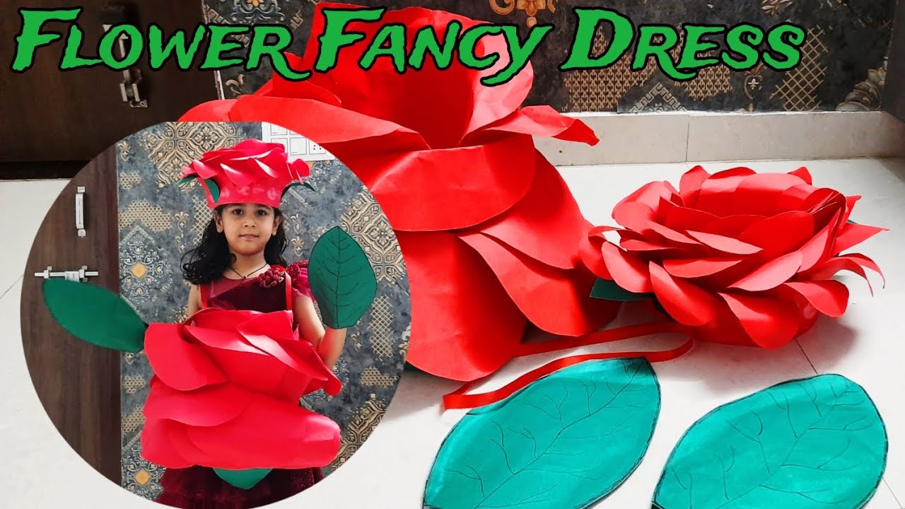 How To Make Rose Flower Fancy Dress For Kids | Flower Costume Idea For Kids Fancy Dress Competition