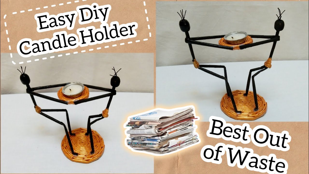 Diy Candle Holder Ideas | Craft The Best Candle stand with paper | Candle stand with Using Newspaper