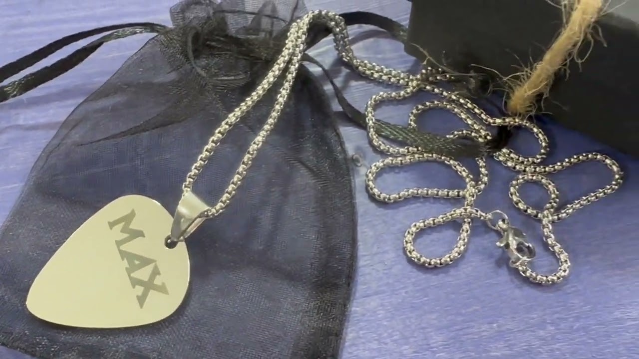 Stainless guitar pick necklace