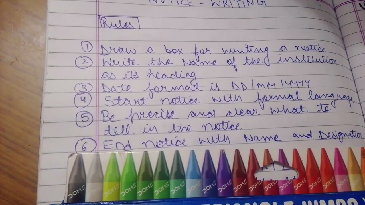 Notice writing rules helpful for class X And Class XII