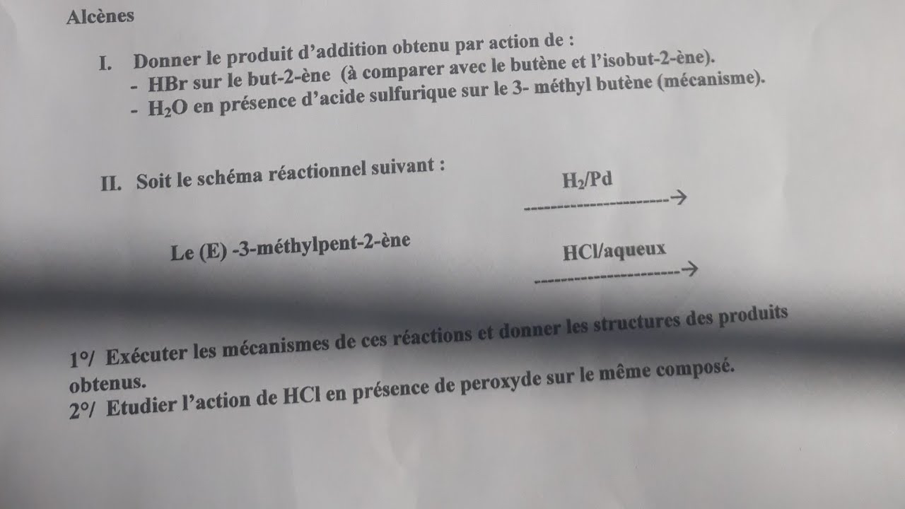 smc4: exercice complet sur les alcènes (les hydrocarbures)