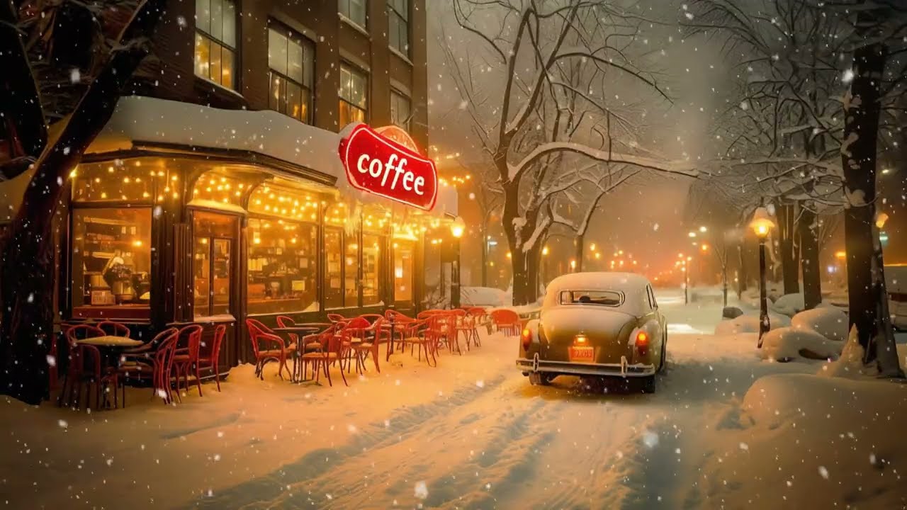 Спокойный зимний джаз ☕ Уютная атмосфера кафе для теплого, позитивного настроения