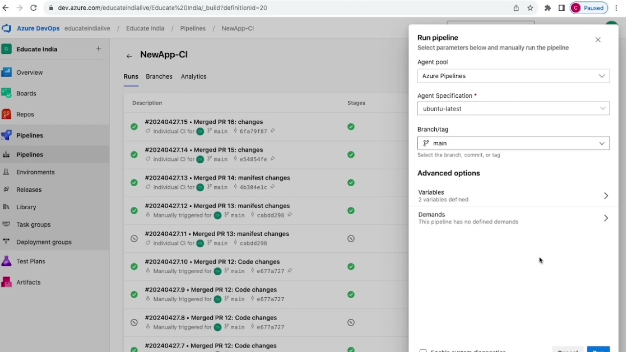 Azure DevOps Build and Release Pipeline | CI/CD | .Net7 app deployment to AKS
