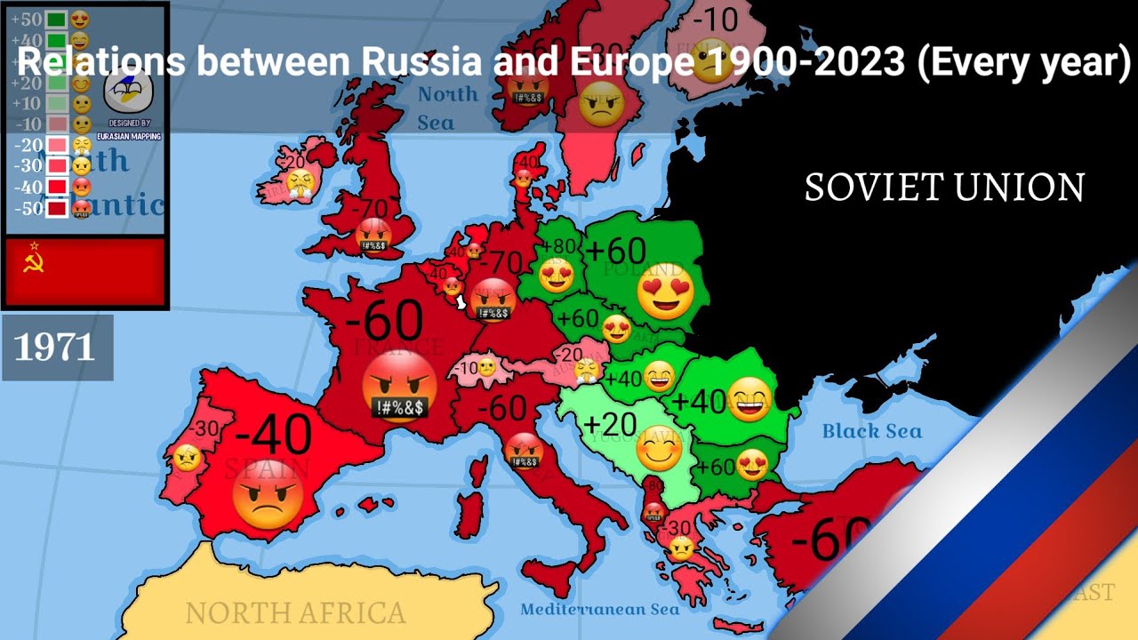 Relations between Russia 🇷🇺 and Europe 1900-2023 (Every year)