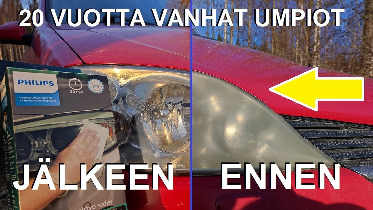 Auton ajovalojen hionta ja kiillotus