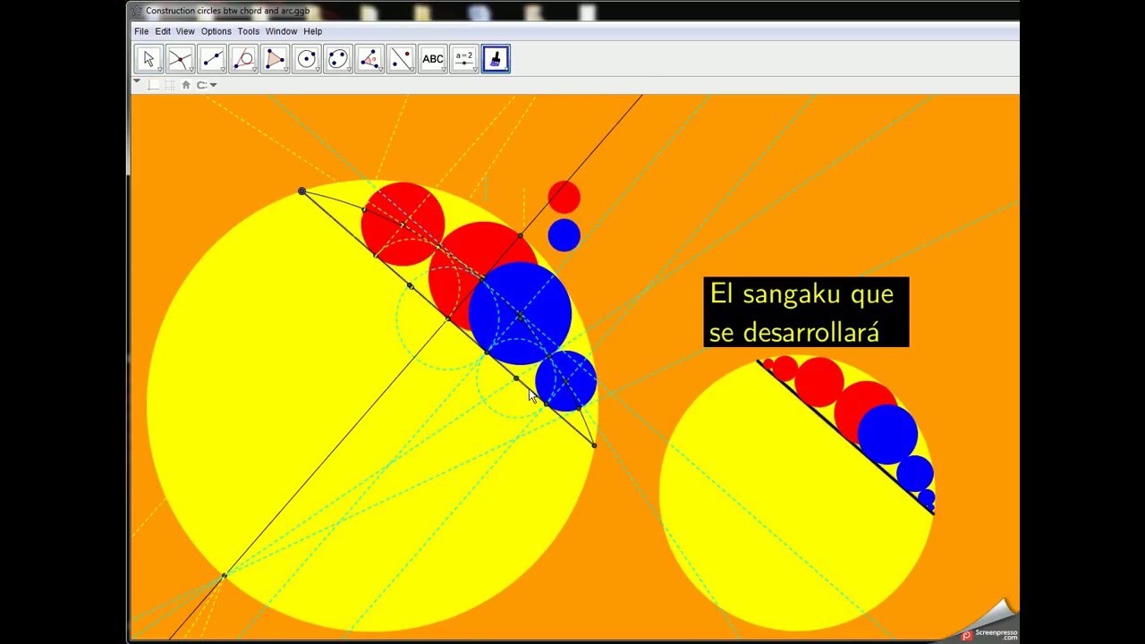 Construction of a Sangaku: Mutually-Tangent Circles between an Arc and a Chord