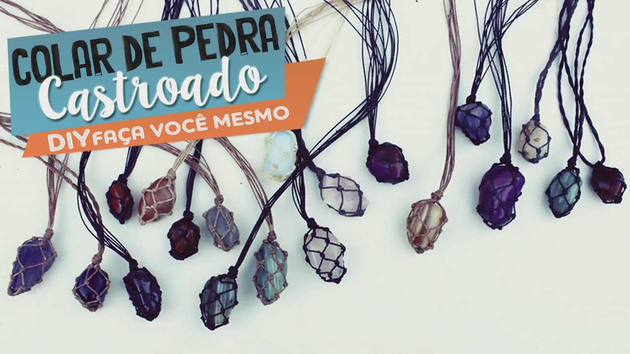 DIY Como Fazer Colar de Pedra Castroado Mistico Hippie | Aprenda com Edu