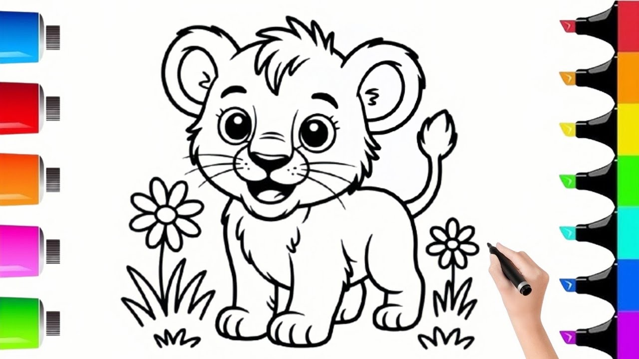 Tiger Baby Coloring Tutorial || Easy And Simple Drawing 