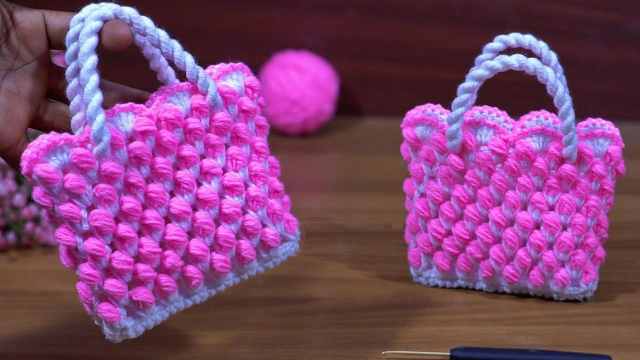 Knitting mini purse #Crochet cute handbag #crossbody bag #tunisian knitting