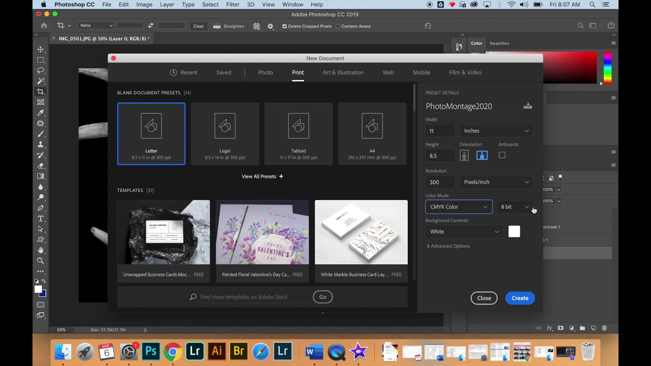 How to create a new document in Photoshop CC