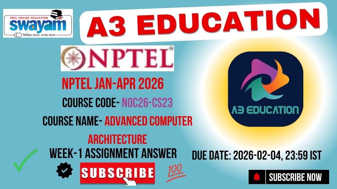 NPTEL Advanced Computer Architecture Week 1 Assignment Answers | noc26-cs23
