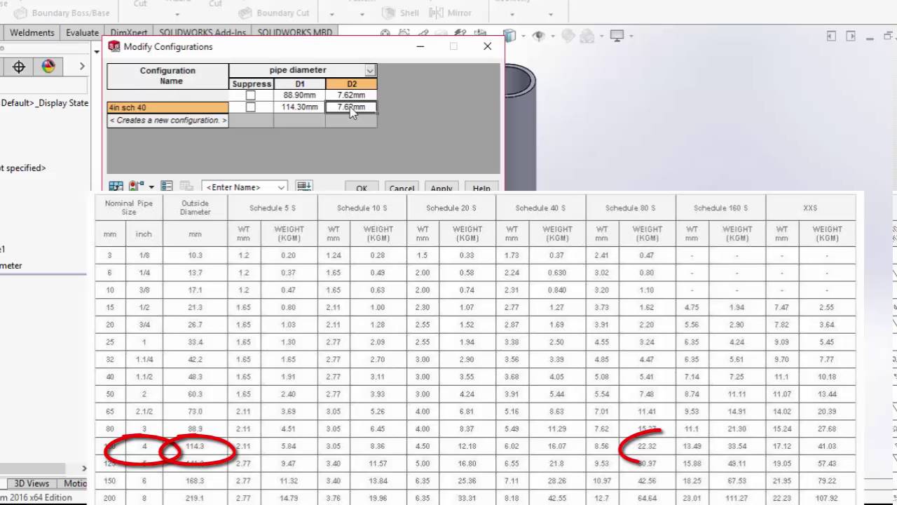 pipe design using configuration table