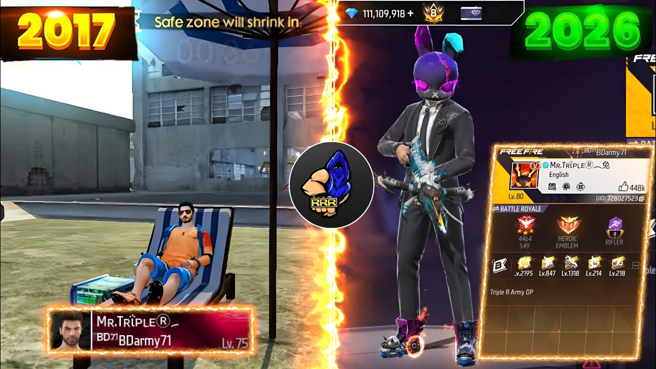 2017 সালের Mr Triple R Vs 2026 সালের Mr Triple R  😱|| Free Fire Old Player 2017 Vs 2026 - Free Fire