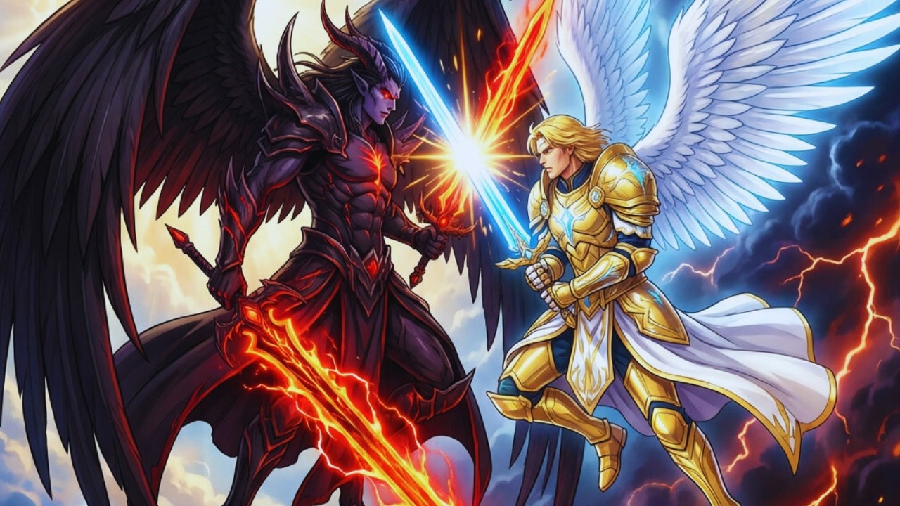 “Quando o Céu Entrou em Guerra: Miguel Enfrenta Lúcifer!” #animecristão