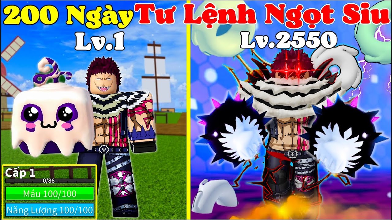 [BloxFruit] 200 Ngày Tư Lệnh Ngọt Katakuri Thức Tỉnh Haki V2 Sức Mạnh Mochi Siêu Bá