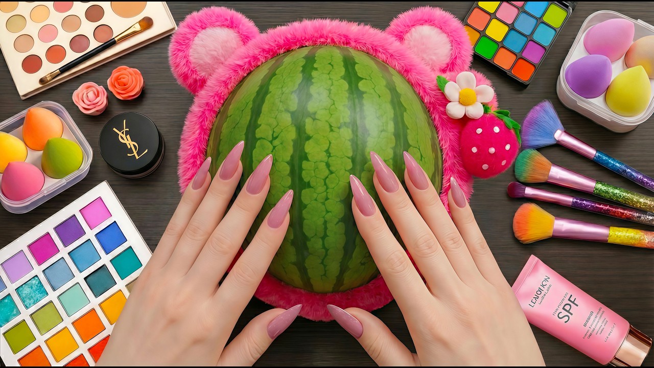 ASMR Makeup on Watermelon (No Talking)