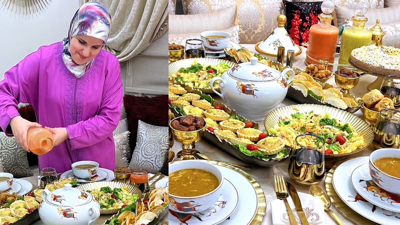 سابع فطور رمضان مع حليمة وحتى العشاء او السحور كلشي لذيذ😋مالح وحلو كيك بارد خطير عصائر منعشة طاكو...