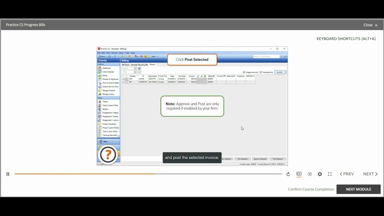 Practice CS Progress Billing