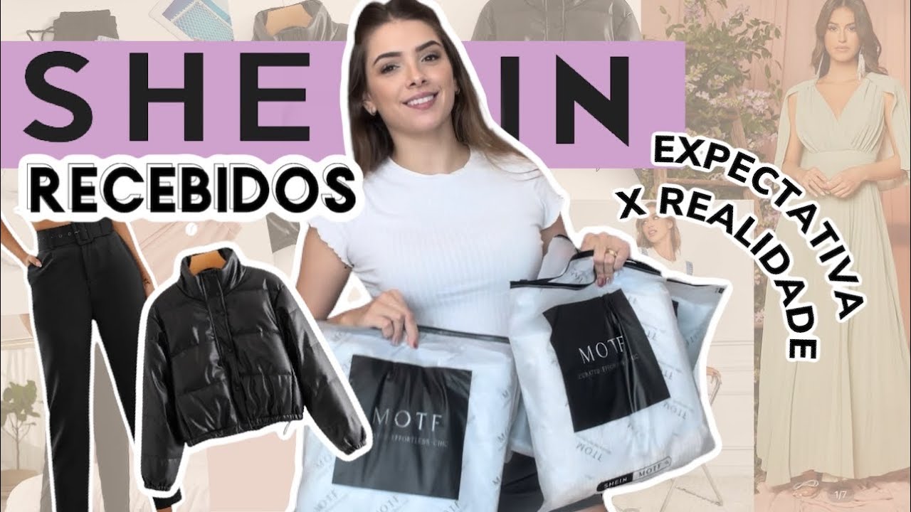 PROVANDO ROUPAS DA SHEIN! Moletons, jaqueta puffer courino, vestido festa e calça alfaiataria!