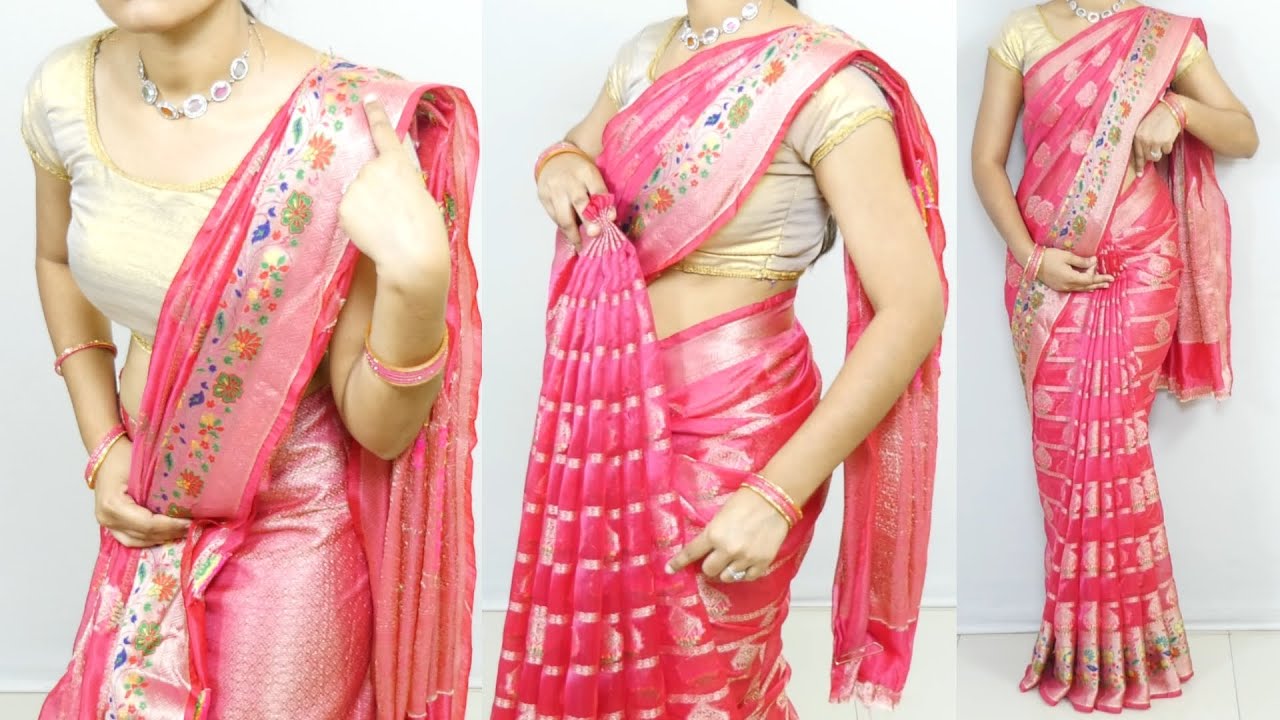 Beautiful Silk saree draping for Bridal girls | saree draping for Newly married girls
