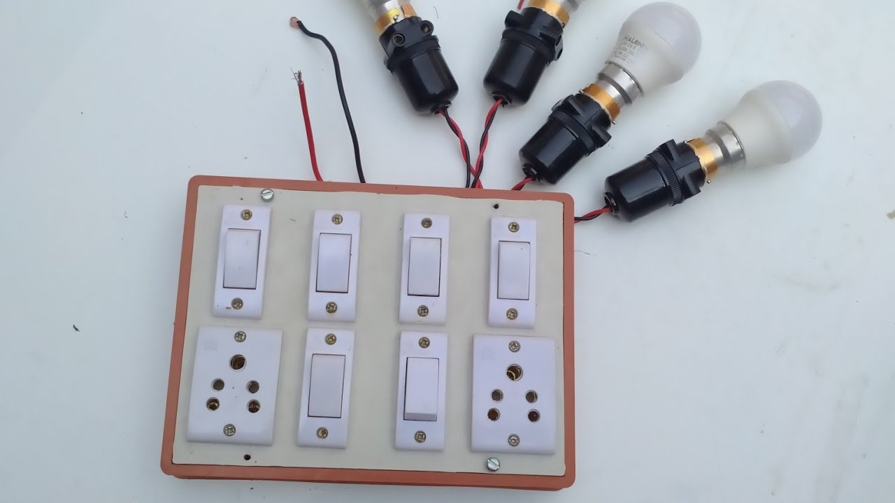 Switch board connection wiring with load (bulb)#pradeep_tools #switch_board .