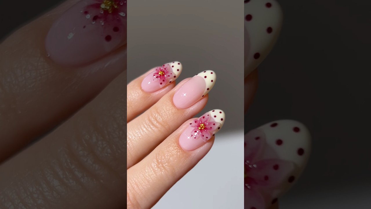 🍨🌸🥀 floral polka dot #nails #nailart #naildesign